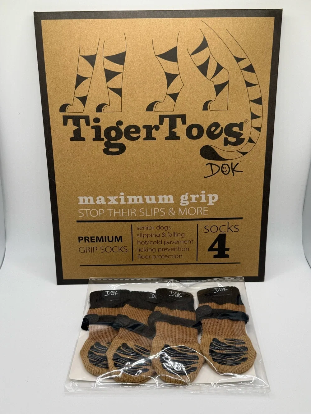 DOK TigerToes XXS Dog Grip Socks Set of 4 NWT Small Senior Dogs